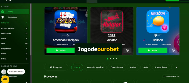 Jogos Disponíveis no Cassino Jogodeourobet Brasil